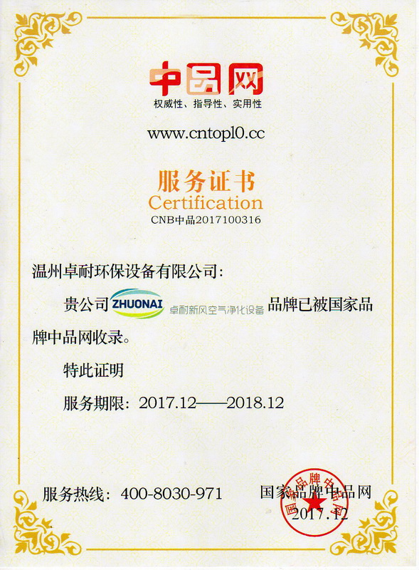 卓耐環(huán)保榮獲《中品網(wǎng)》權威性、指導性、實用